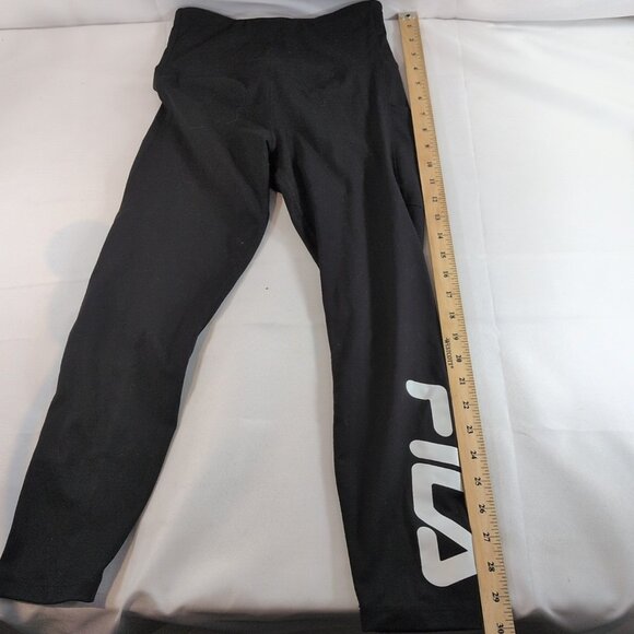 Fila Black Capri Leggings Leg Logo Women's XS Extra Small Capris 3/4 Length Calf - Picture 7 of 12